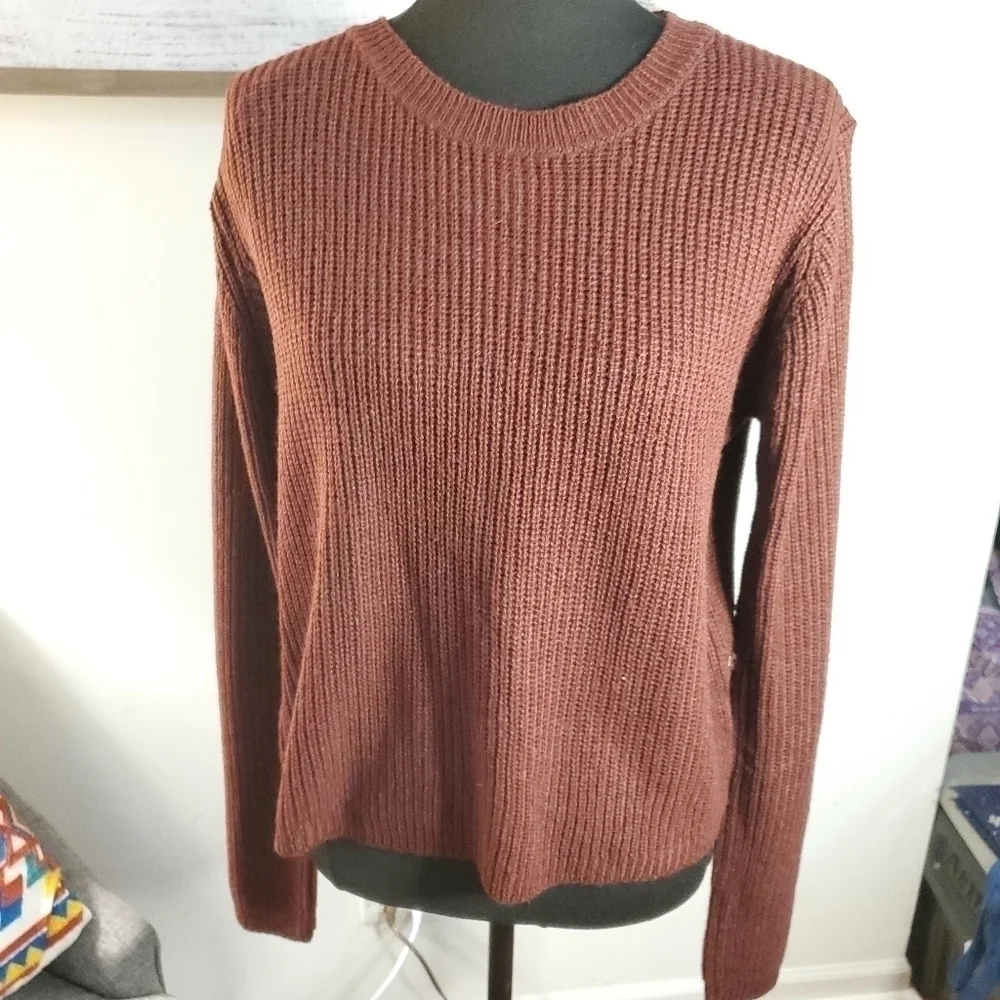 Ambiance appears LACE-UP BACK SWEATER Size LARGE NEW